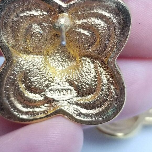 Vintage Avon Gold Tone Knot Design X Shape Stud Earrings, 80s 90s Style - Picture 4 of 7